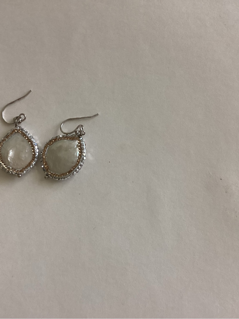 Pearl Teardrop Silver Dangle Earrings - White